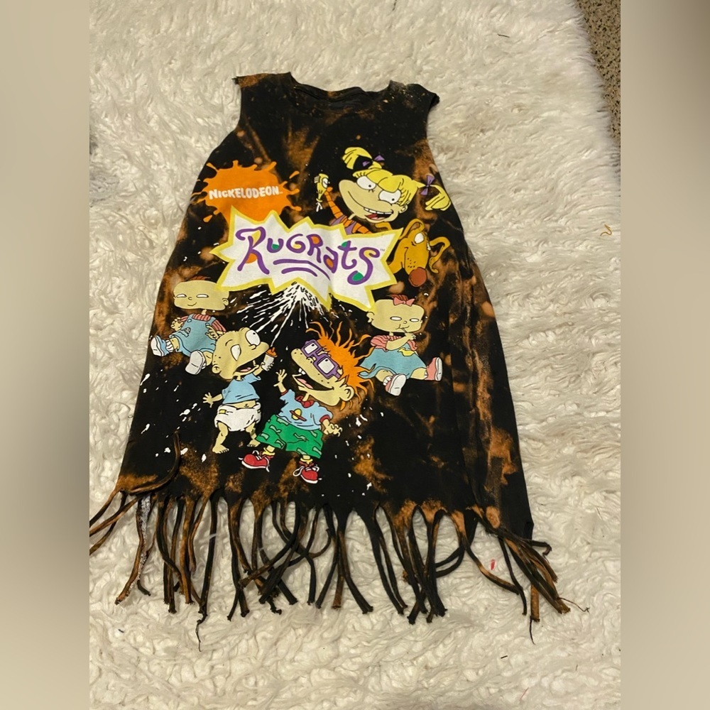 $10 sale 2/$15 Rugrats tie dye dress tank with fringe Size 5 girls BB2